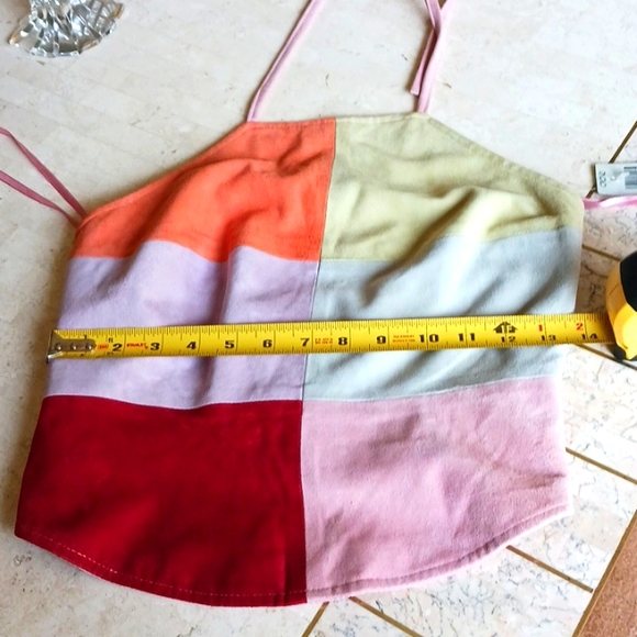Vintage-One Of A Kind, multi color block suede vest..sz..XS.."Cache", New w/tags - Picture 14 of 15